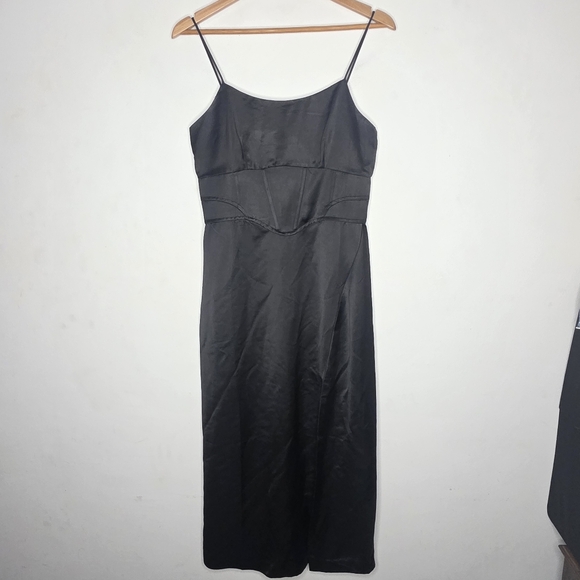 Jason Wu Dresses & Skirts - Jason Wu Black Satin Spaghetti Strap Midi Dress Women's Medium M